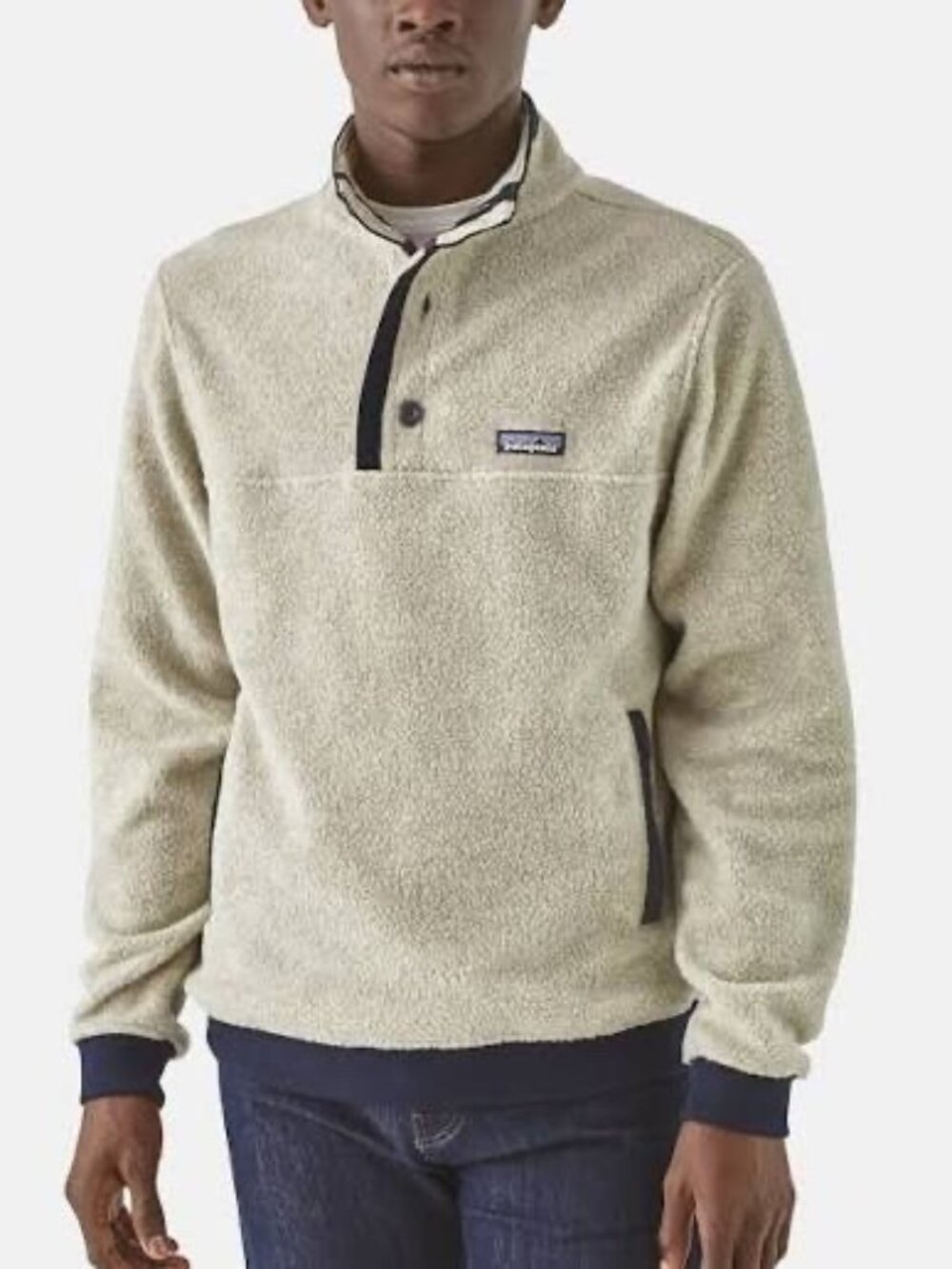 Patagonia Men's Shearling Button Pullover Sweatshirt Size Large Oatmeal Heather
